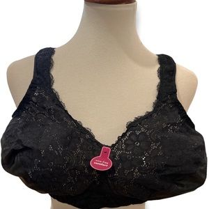 Playtex wire free comfort and lace NEW black  brassiere Sz 44DD